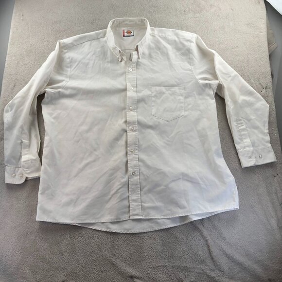 Dickies Mens Work Dress Shirt Size 18-18.5 Neck White Long Sleeve Button-Down - Picture 11 of 12